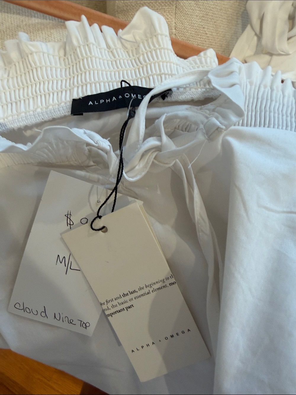 Alohas White Ruffle Cold-Shoulder Crop Top - Picture 7 of 7